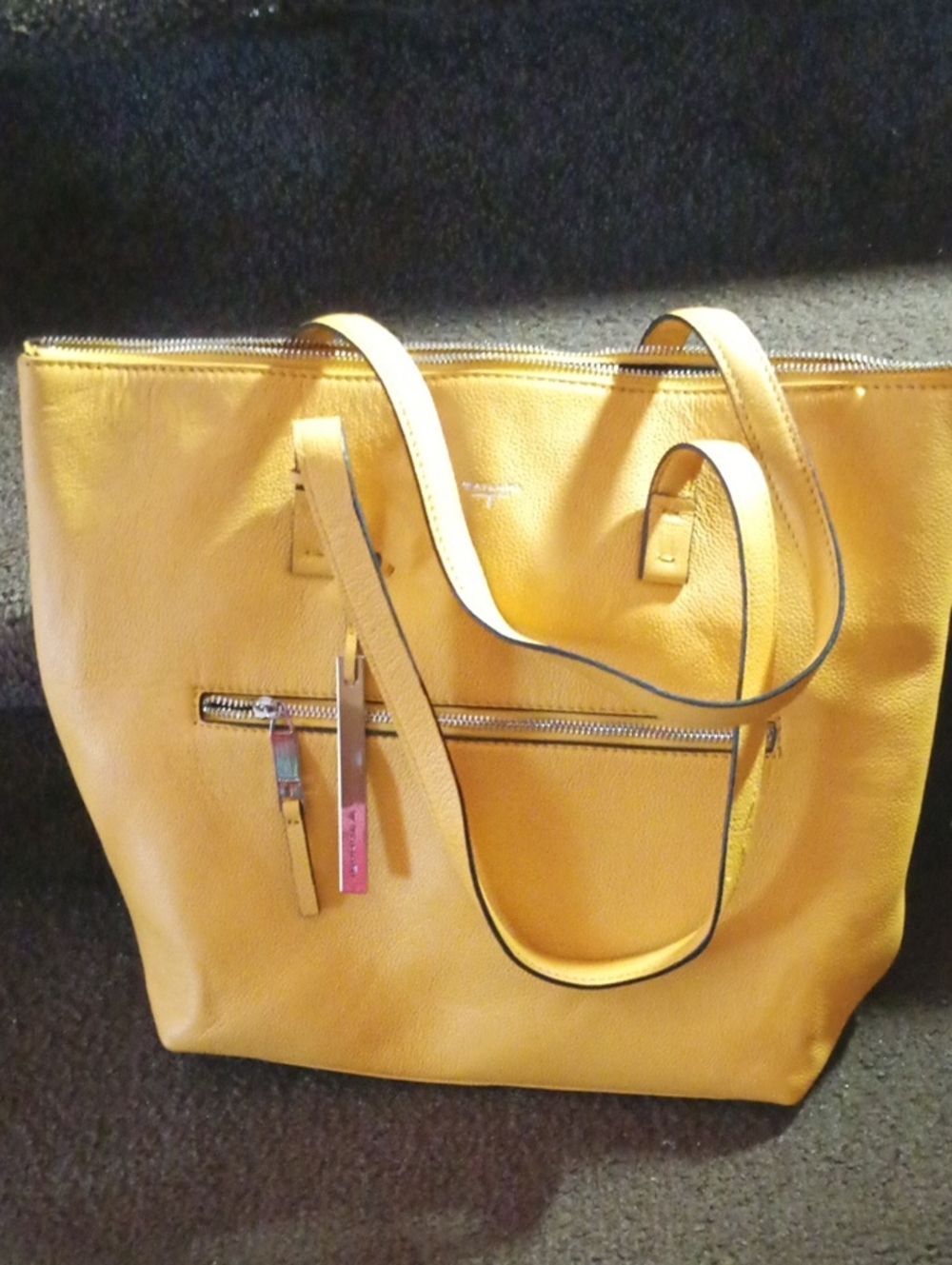 Yellow Leather Tote Handbag